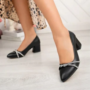 Black Low Heel Wedding Shoes for Bride MA-042