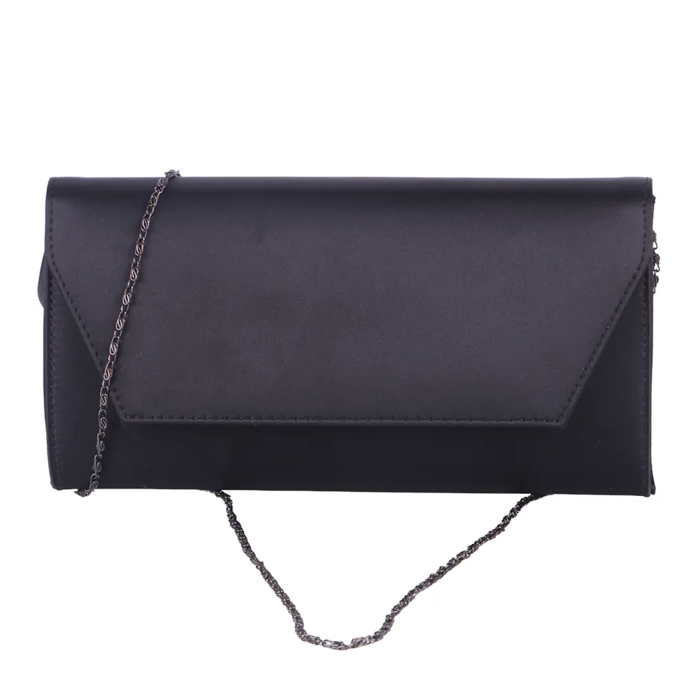 Black Satin Thick Heel Shoes and Bag Set