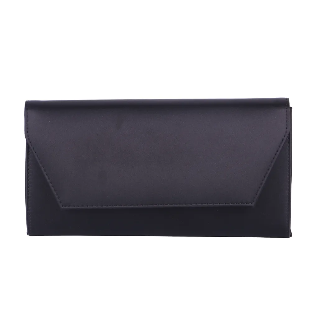 Black Satin Thick Heel Shoes and Bag Set