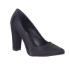 Black Satin Thick Heel Shoes and Bag Set