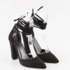 Black Suede Ankle Strap Heels for Women RA-040