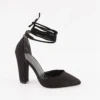 Black Suede Ankle Strap Heels for Women RA-040