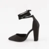 Black Suede Ankle Strap Heels for Women RA-040