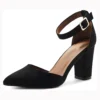 Black Suede Ankle Strap Party Pumps Women RA-062