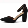 Black Suede Ankle Strap Party Pumps Women RA-062