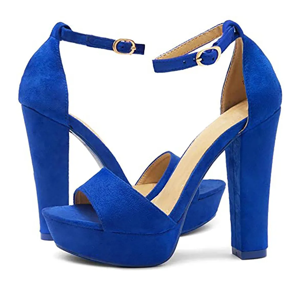 Blue Platform High Heel Sandals for Women RA-157
