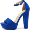 Blue Platform High Heel Sandals for Women RA-157