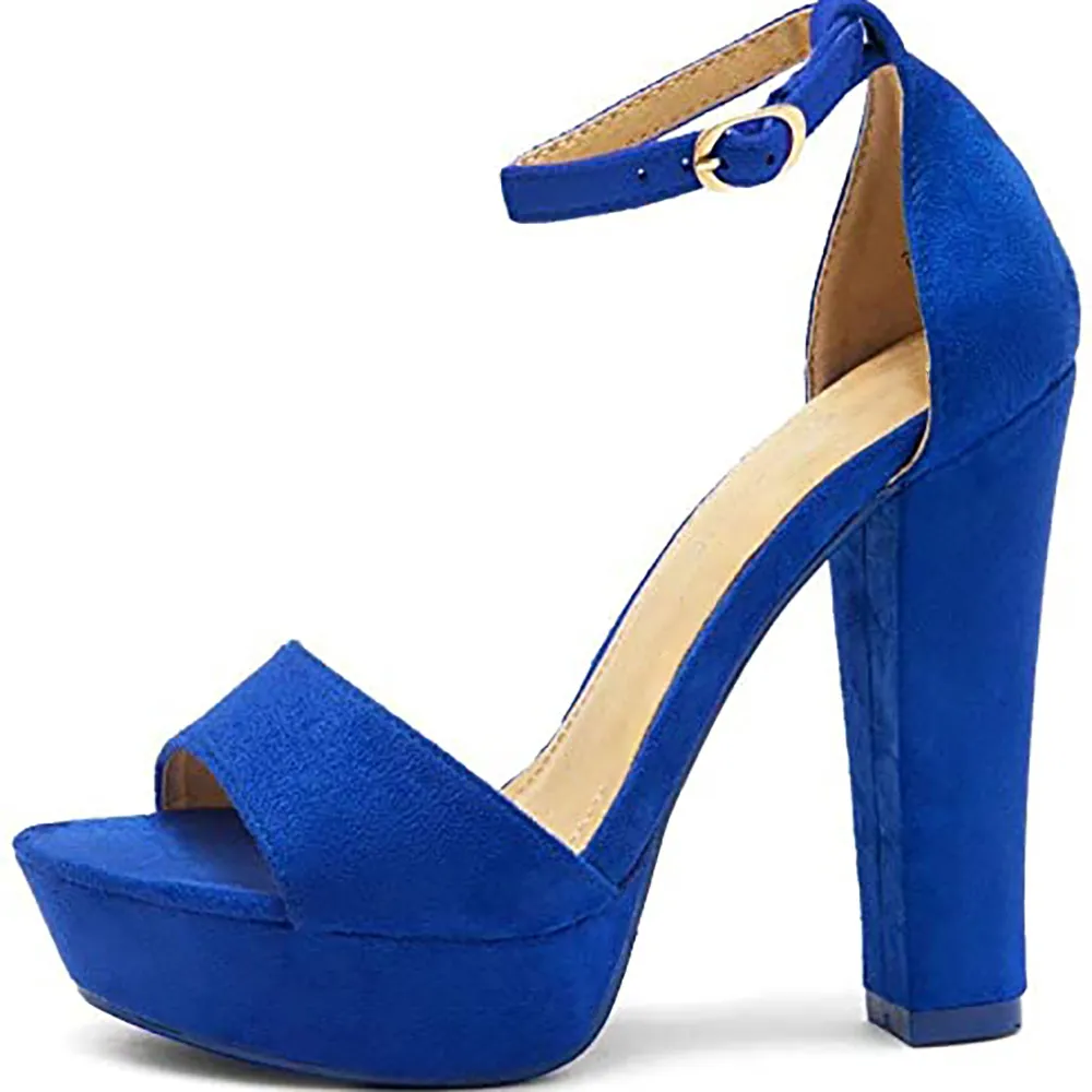 Blue Platform High Heel Sandals for Women RA-157