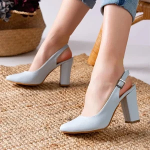 Blue Ankle Strap Block Heel for Women MA-028