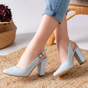 Blue Ankle Strap Block Heel for Women MA-028
