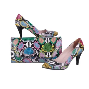 Blue Kitten Heel Shoes and Bag Set for Women