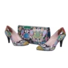 Blue Kitten Heel Shoes and Bag Set for Women