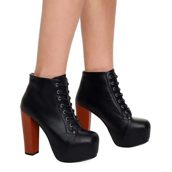 Blue Platform Lace up Ankle Boots