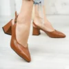 Brown Ankle Strap Block Heel for Women MA-028