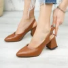 Brown Ankle Strap Block Heel for Women MA-028