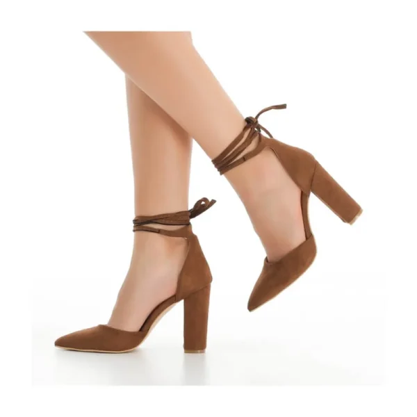 Brown Ankle Strap Heels for Women RA-040