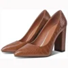 Brown Crocodile Shoes for Women MA-023