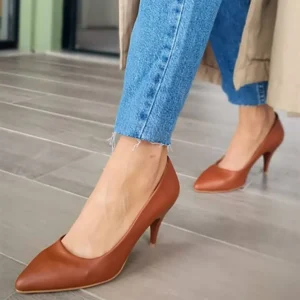 Brown Low Heel Pumps for Women MA-017