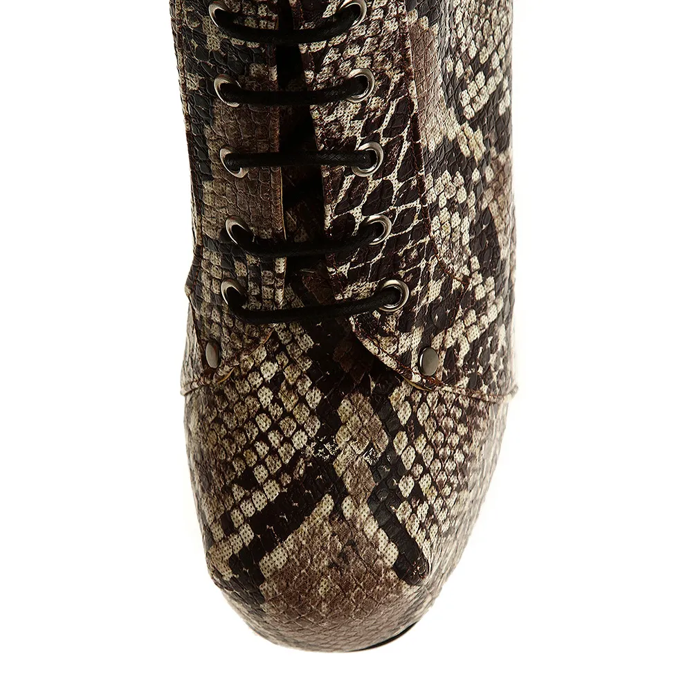 Brown Platform Lace up Ankle Boots