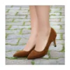 Brown Suede Low Heel Pumps for Women MA-017