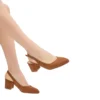 Brown Thick Heel Ankle Strap Dress Shoes MA-028