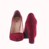 Burgundy Suede Chunky Heel Shoes for Ladies MA-023