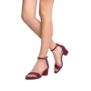 Burgundy Suede Short Heel Sandals for Women RA-155