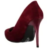 Burgundy Suede Round Toe Stiletto Pumps MA-021