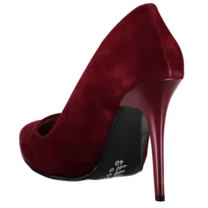 Burgundy Suede Round Toe Stiletto Pumps MA-021