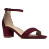 Burgundy Suede Short Heel Sandals for Women RA-155