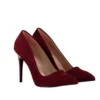 Burgundy Suede Round Toe Stiletto Pumps MA-021