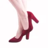 Burgundy Suede Chunky Heel Shoes for Ladies MA-023