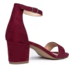 Burgundy Suede Short Heel Sandals for Women RA-155