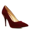 Burgundy Suede Round Toe Stiletto Pumps MA-021