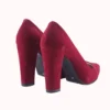 Burgundy Suede Chunky Heel Shoes for Ladies MA-023