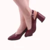 Burgundy Ankle Strap Block Heel for Women MA-028