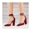 Burgundy Ankle Strap Heels for Women RA-040