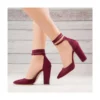 Burgundy Ankle Strap Heels for Women RA-040