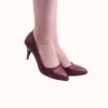 Burgundy Low Heel Pumps for Women MA-017