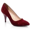 Burgundy Suede Low Heel Pumps for Women MA-017