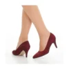 Burgundy Suede Low Heel Pumps for Women MA-017
