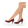 Burgundy Suede Low Heel Pumps for Women MA-017