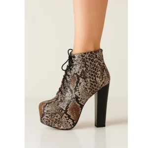 Brown Platform Lace up Ankle Boots