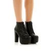Black Platform Lace up Ankle Boots