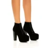 Black Suede Platform Lace up Ankle Boots