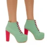 Green Suede Platform Lace up Ankle Boots