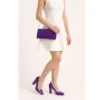 Purple Thick Heel Shoes and Bag Set for Women MA-023