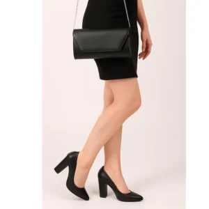 Black Thick Heel Shoes and Bag Set for Women MA-023