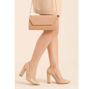 Beige Thick Heel Shoes and Bag Set for Women MA-023