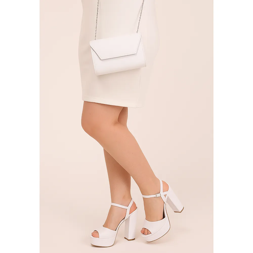 White Platform Shoes and Bag Set for Women MA-027